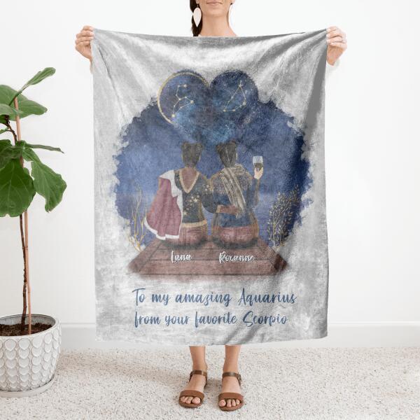 Stars Aligned - Personalized Fleece Blanket - White