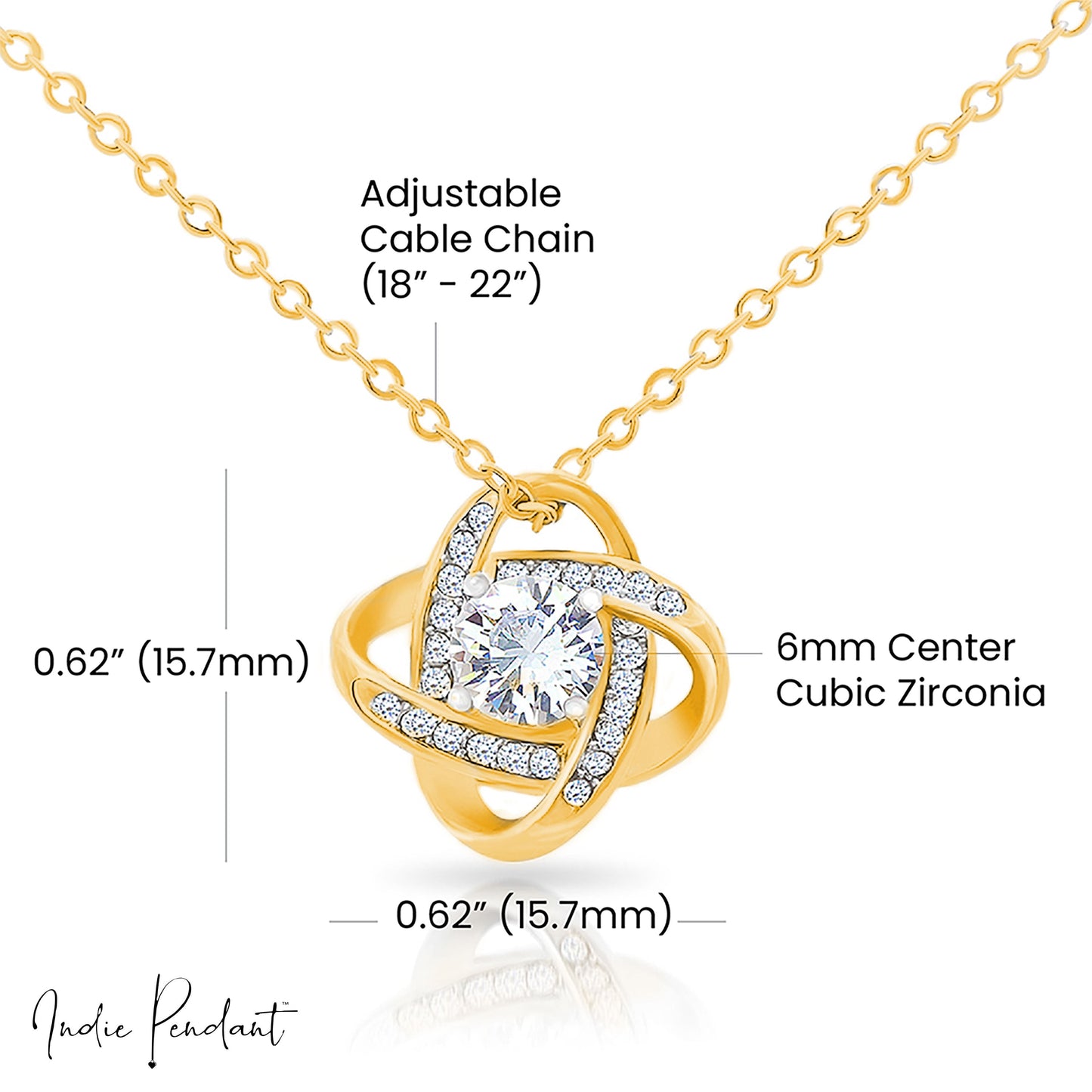 Wife Necklace From Husband, Card Box w/Birthday Card, Valentine's Day Gift for Wife, Birthday Card Box - Love Knot Necklace Pendant