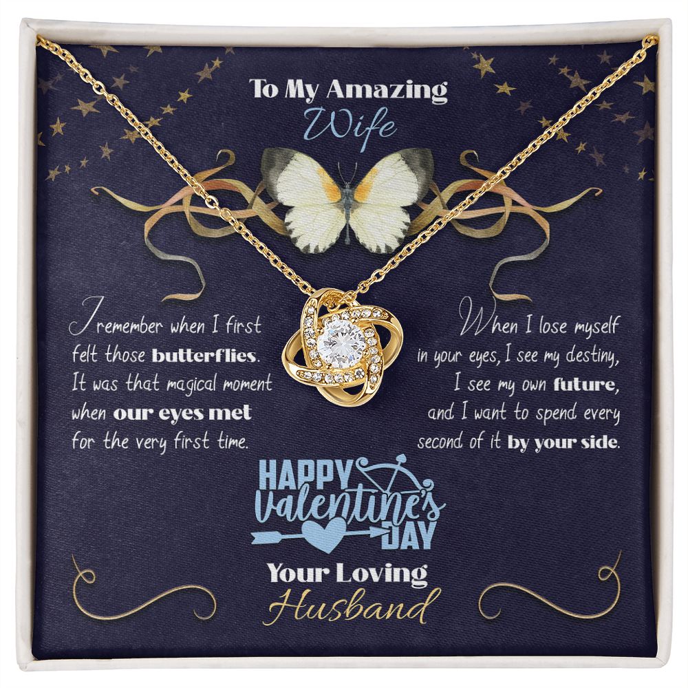 To My wife from husband, Happy Valentine's Day Custom Name | Butterflies - Love Knot