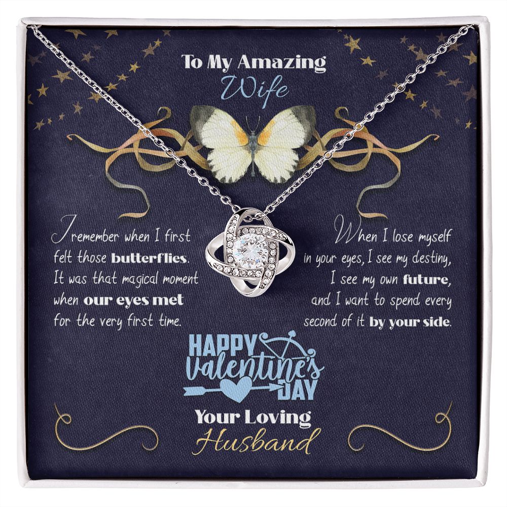 To My wife from husband, Happy Valentine's Day Custom Name | Butterflies - Love Knot