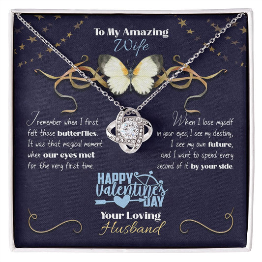 To My wife from husband, Happy Valentine's Day Custom Name | Butterflies - Love Knot