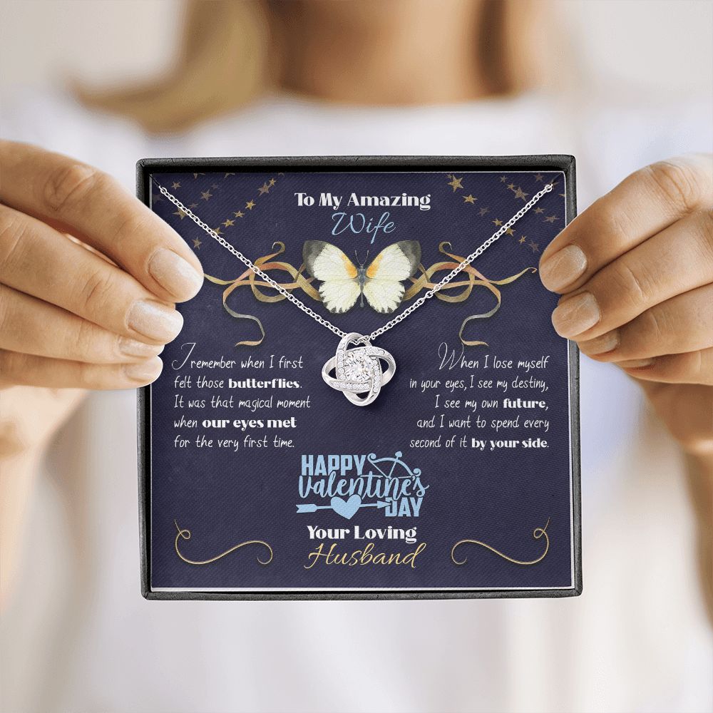 To My wife from husband, Happy Valentine's Day Custom Name | Butterflies - Love Knot