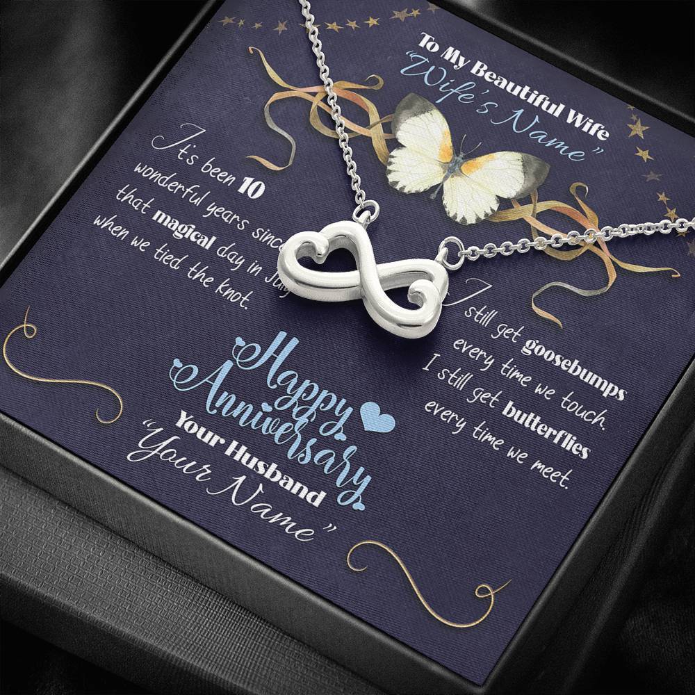 Happy Anniversary Butterflies - Infinity Necklace - iHeartArts