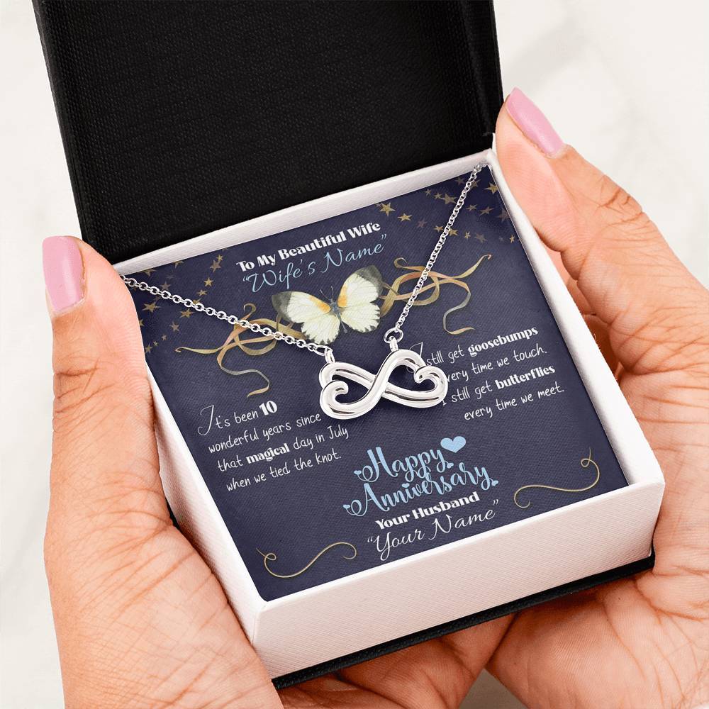 Happy Anniversary Butterflies - Infinity Necklace - iHeartArts