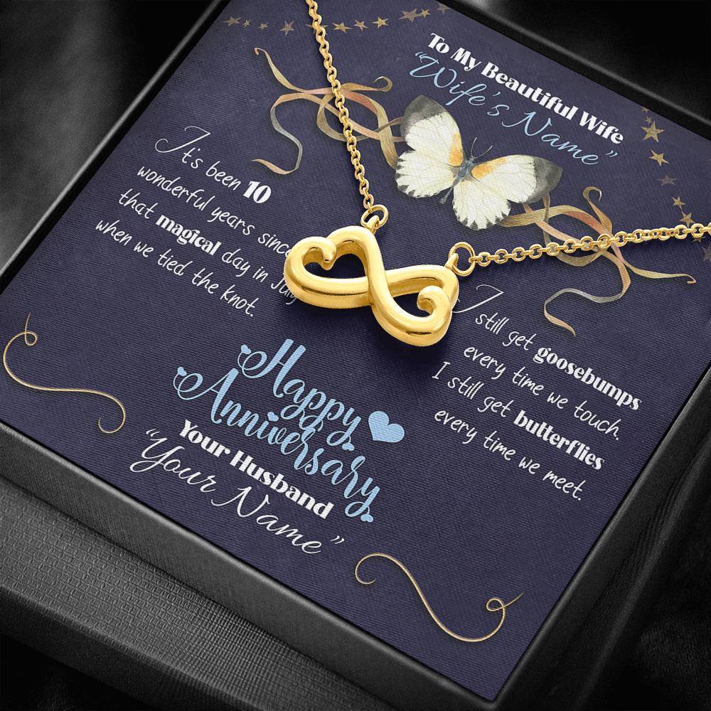 Happy Anniversary Butterflies - Infinity Necklace - iHeartArts