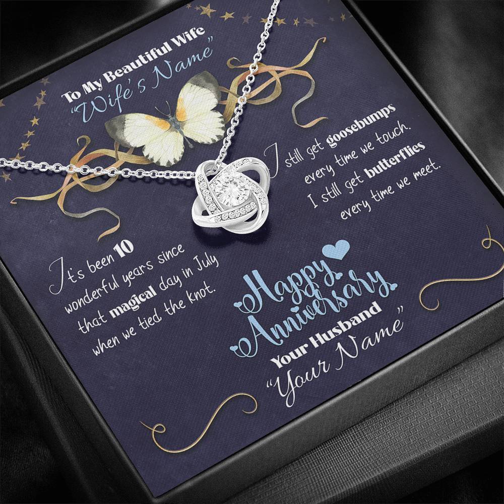 Happy Anniversary Butterflies - Love Knot Necklace - iHeartArts