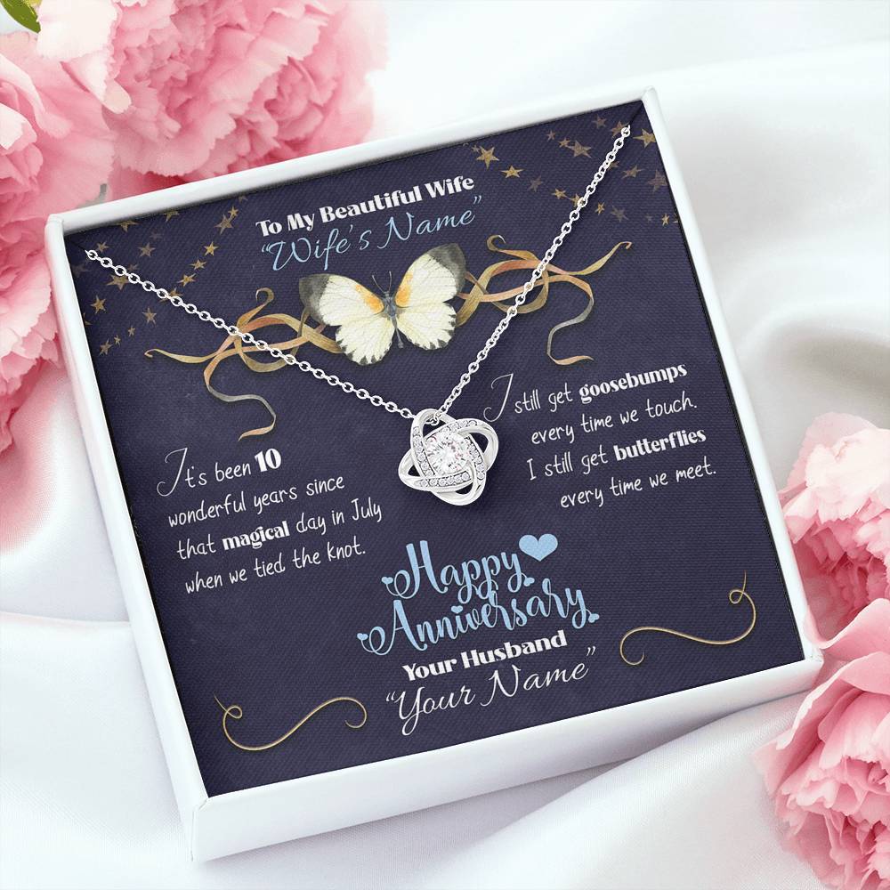 Happy Anniversary Butterflies - Love Knot Necklace - iHeartArts