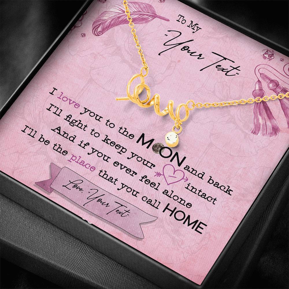 I Love You To The Moon - Scripted Love Necklace - iHeartArts