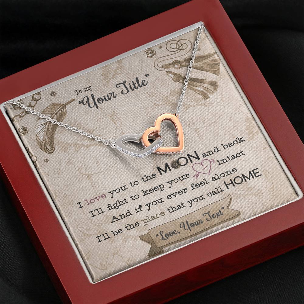 I Love You To The Moon - Vintage- Interlocking Hearts Necklace - iHeartArts