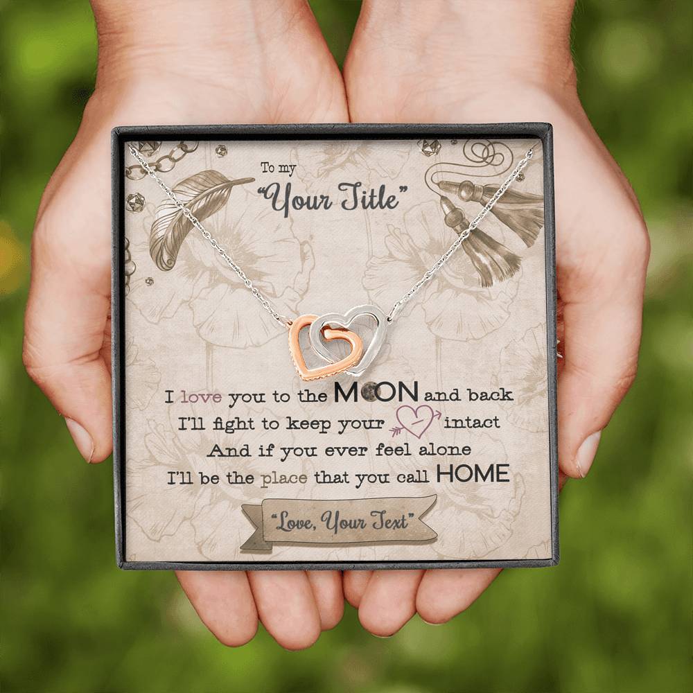 I Love You To The Moon - Vintage- Interlocking Hearts Necklace - iHeartArts