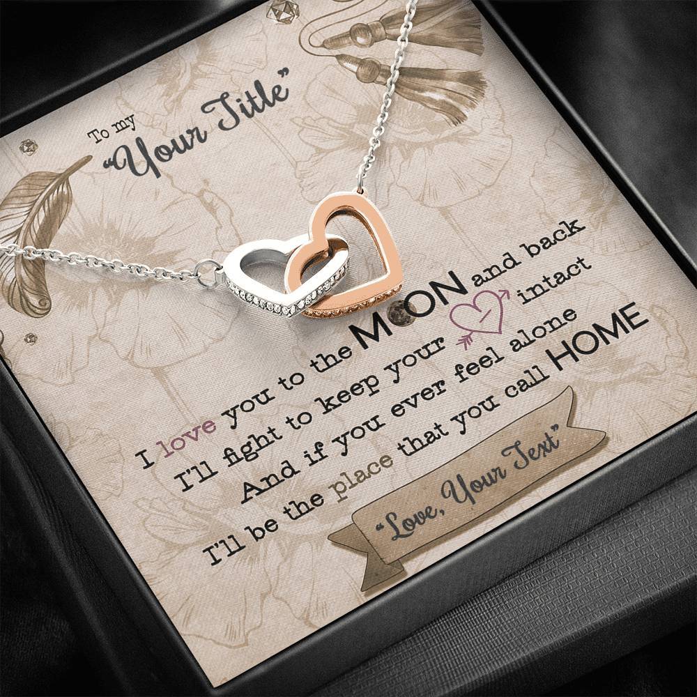 I Love You To The Moon - Vintage- Interlocking Hearts Necklace - iHeartArts
