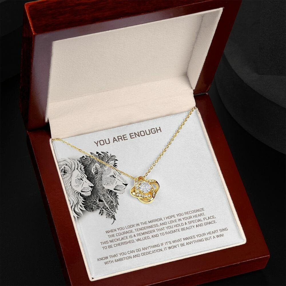 Indie Pendant - Lion Affirmation Necklace: A lion charm necklace with an inspirational message, great for boosting confidence and strength.