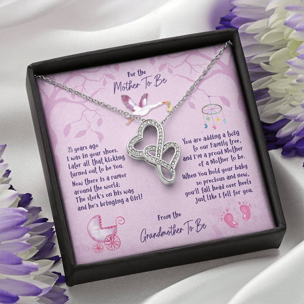 Mother To Be [From Grandmother] - Double Hearts Necklace - iHeartArts