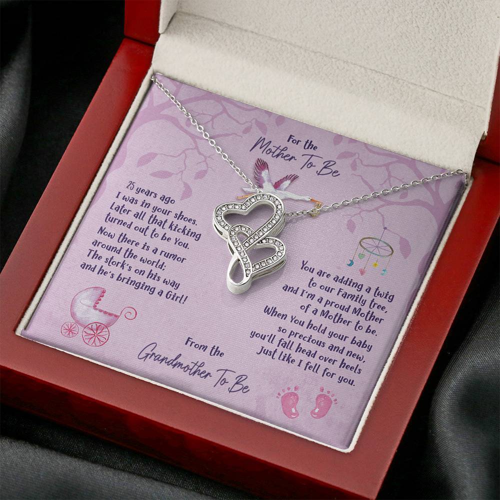 Mother To Be [From Grandmother] - Double Hearts Necklace - iHeartArts
