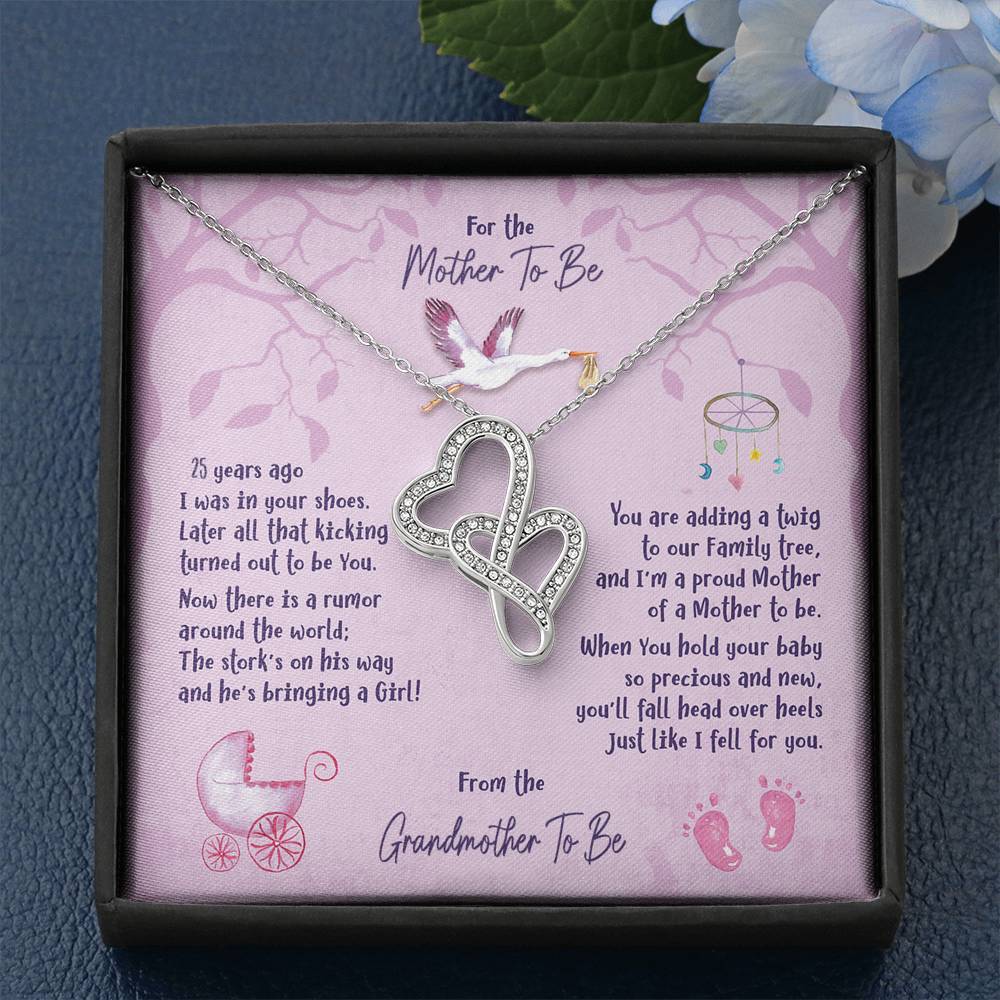 Mother To Be [From Grandmother] - Double Hearts Necklace - iHeartArts