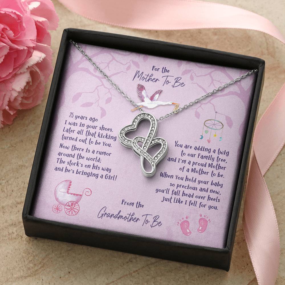 Mother To Be [From Grandmother] - Double Hearts Necklace - iHeartArts