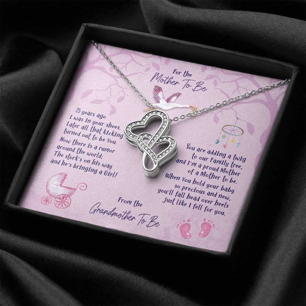 Mother To Be [From Grandmother] - Double Hearts Necklace - iHeartArts