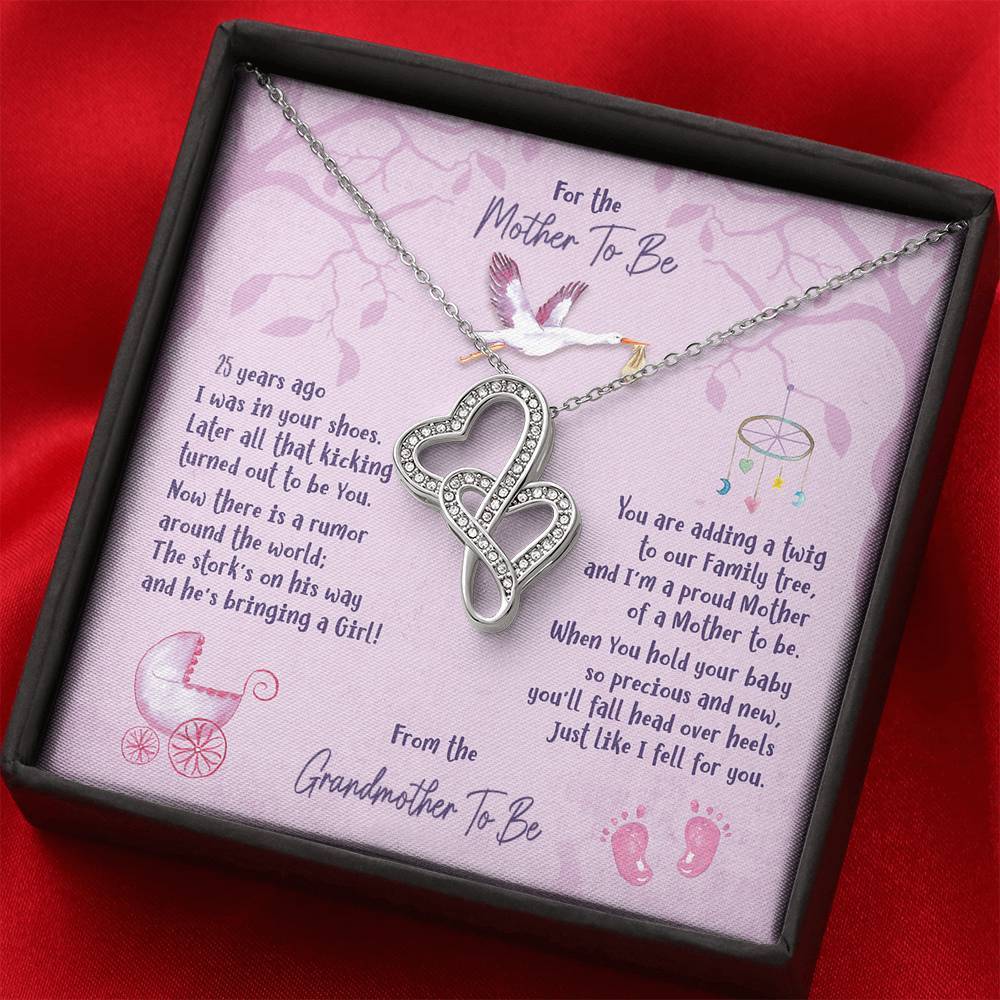 Mother To Be [From Grandmother] - Double Hearts Necklace - iHeartArts
