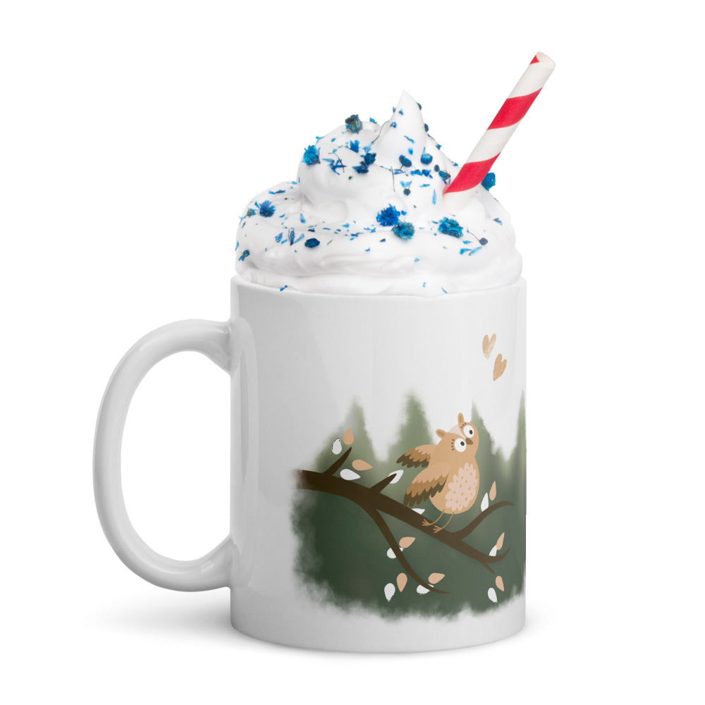 Owl 1.3 White glossy mug