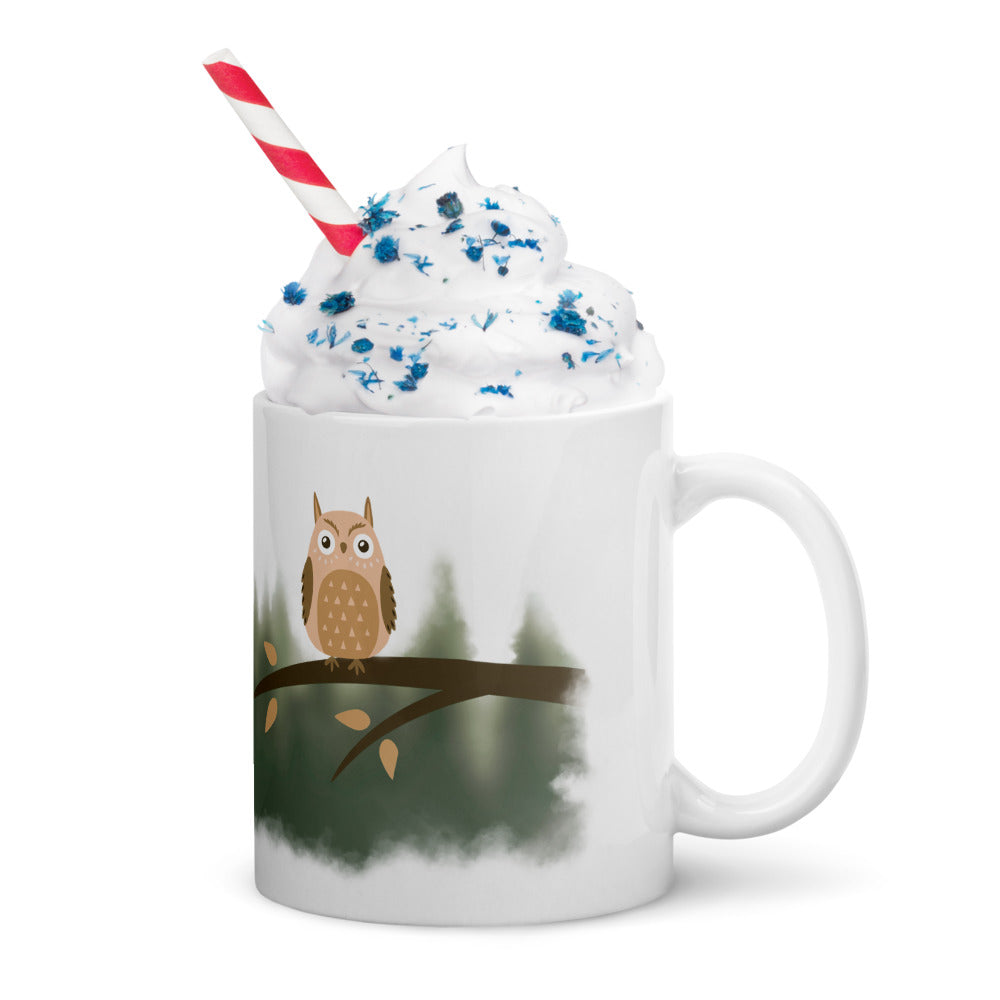 Owl 1.3 White glossy mug