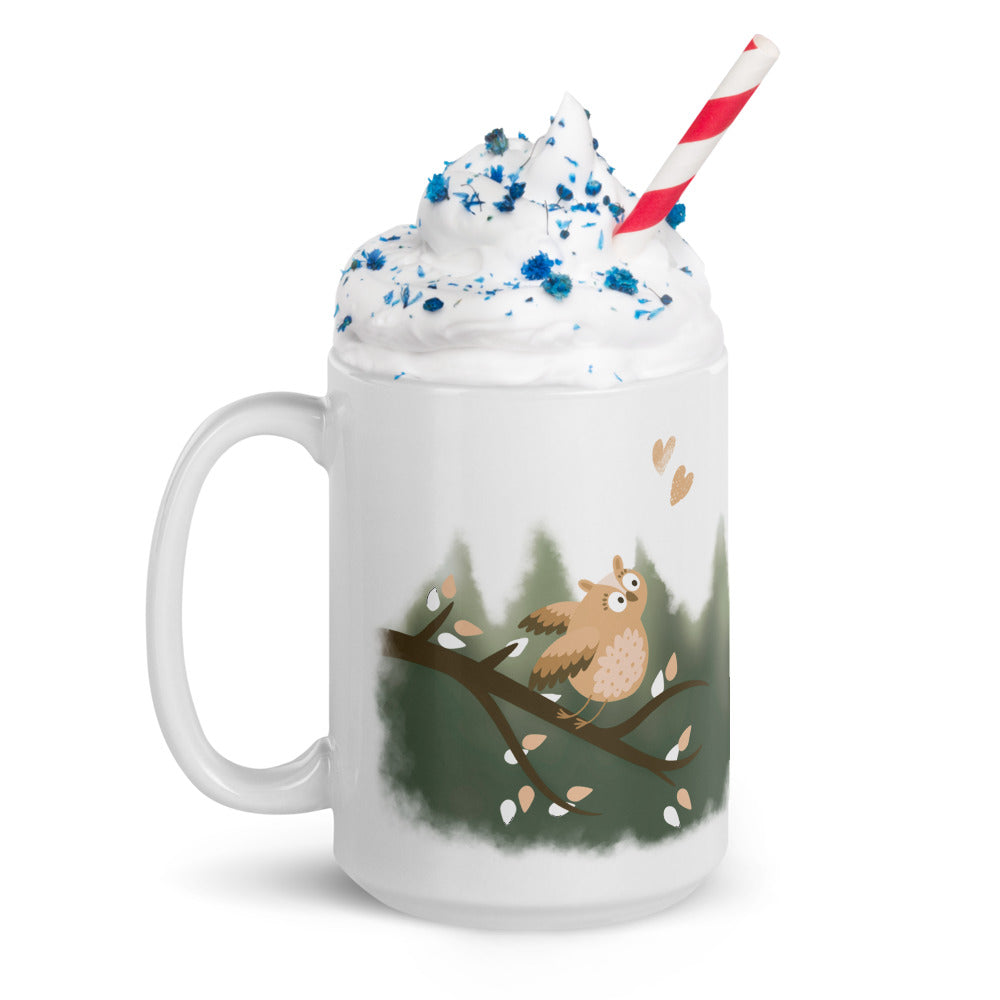 Owl 1.3 White glossy mug
